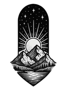 stilisiert-berglandschaft-mit-sonnenuntergang-und-sternen