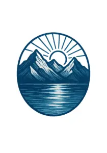 stilisiert-berglandschaft-mit-sonnenuntergang-und-wasser