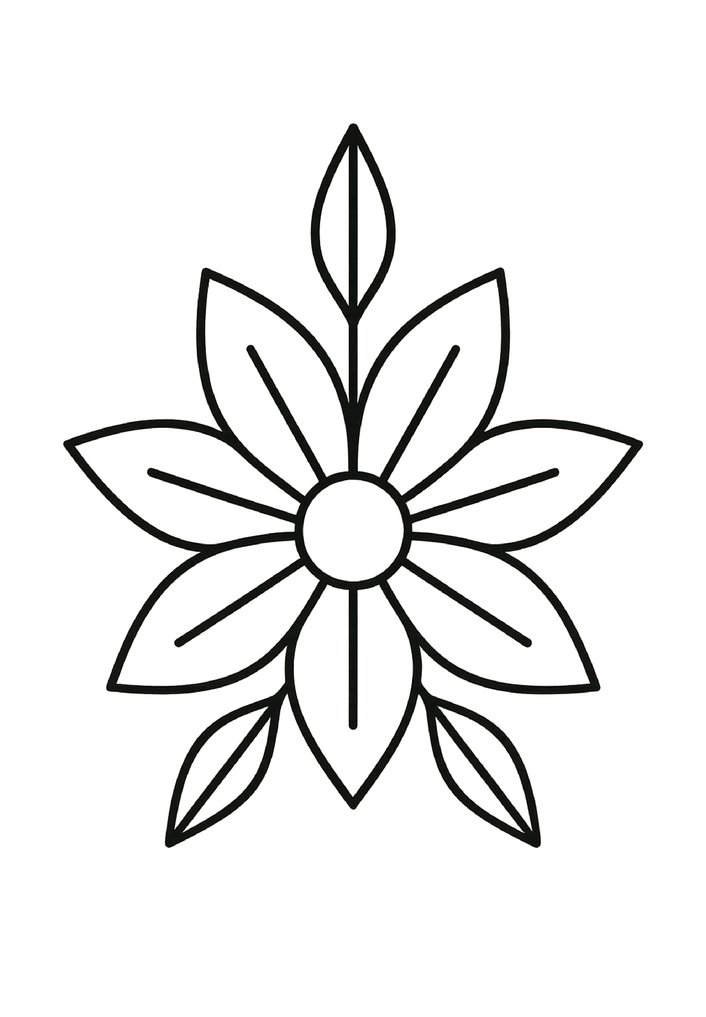 Tattoovorlage stilisierte Blume mit klaren Linien