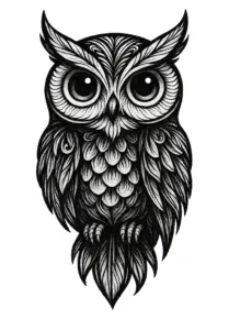 stilisiert-eule-grosse-augen-filigrane-federn