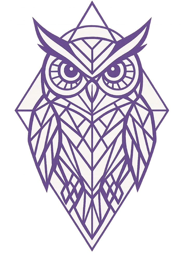 Tattoovorlage stilisierte Eule mit geometrischen Formen