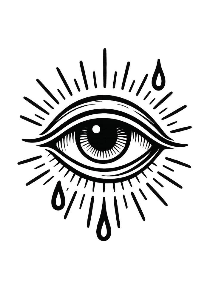 Tattoovorlage mit stilisiertem Auge als Symbol der Weisheit