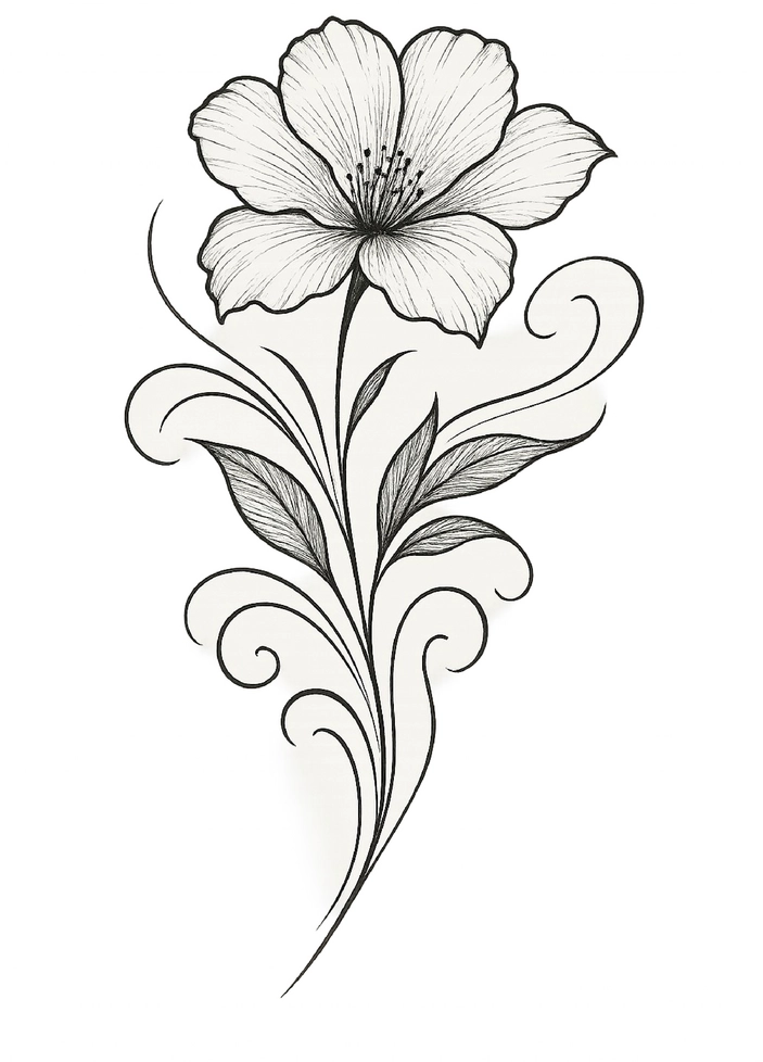 Stilisierte Blume Tattoo Vorlage mit feinen Details