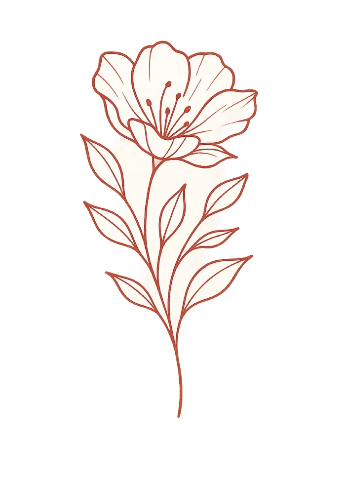 Tattoovorlage stilisierte Blume mit feinen Linien für Schulter