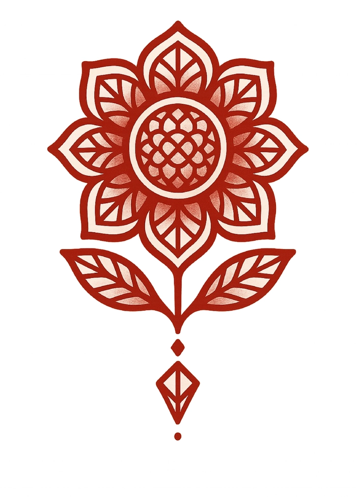 Stilisierte Blume Tattoo-Vorlage mit geometrischen Mustern