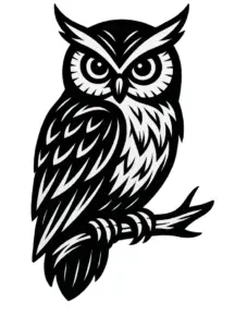 stilisierte-eule-auf-ast-tattoo-vorlage