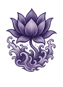 stilisierte-lotusblume-mit-wasserwellen-tattoo
