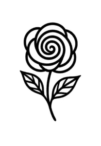 stilisierte-rose-mit-spiralfloerigen-blaettern-tattoovorlage