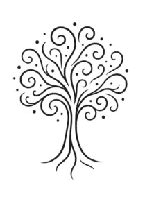 stilisierten-baum-mit-geschwungenen-linien-und-punkten