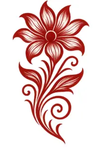 stilisierten-blume-mit-geschwungenen-blaettern-rot