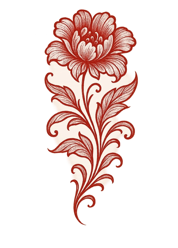 Tattoovorlage stilisierte Rose mit filigranen Details