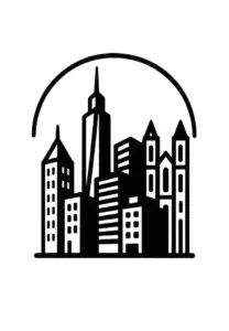 stilisierten-stadt-skyline-mit-gebaeuden-tattoo-vorlage