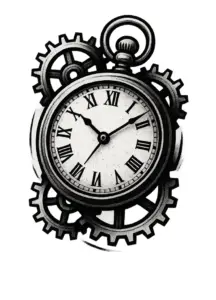 stilisierten-uhr-mit-zahnrädern-tattoo-vorlage
