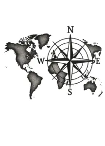 stilisierten-weltkarte-mit-kompass-tattoo-oberarm