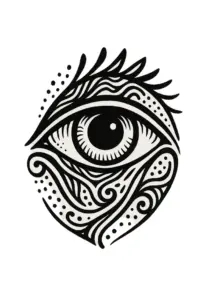stilisiertes-auge-mit-tribal-mustern-tattoovorlage