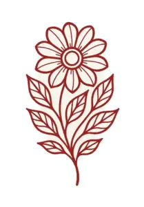 stilisiertes-blumenmotiv-mit-blaettern-tattoo-vorlage