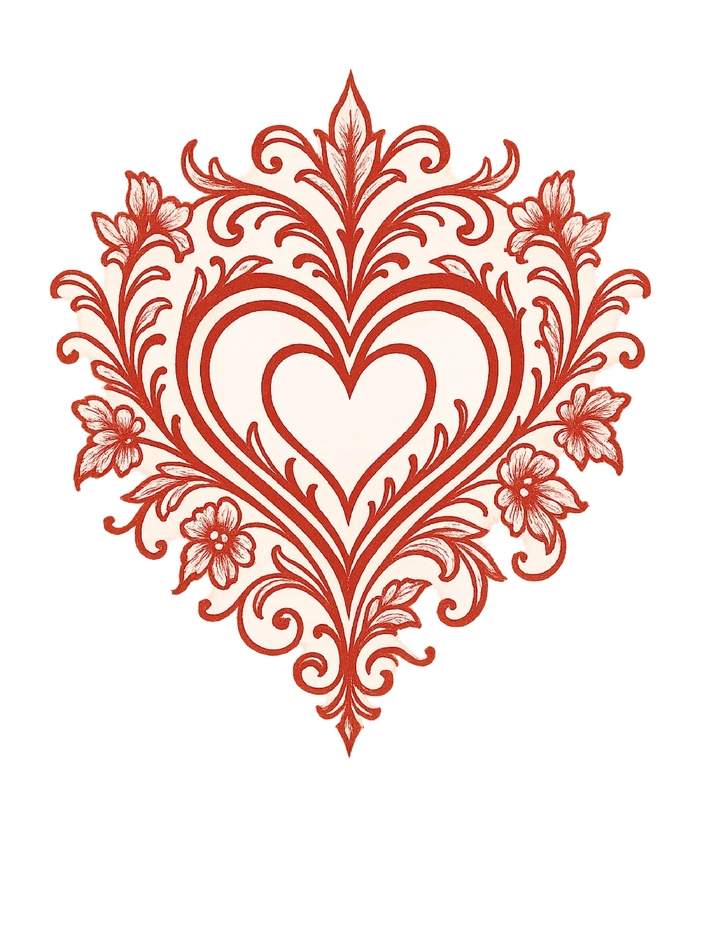 Tattoovorlage Kunstvolles Herz mit Floralen Details