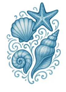stilisiertes-meeresdesign-mit-muscheln-und-seestern-tattoo-vorlage