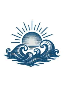 stilisiertes-wellen-tattoo-mit-sonnenuntergang-steissbein