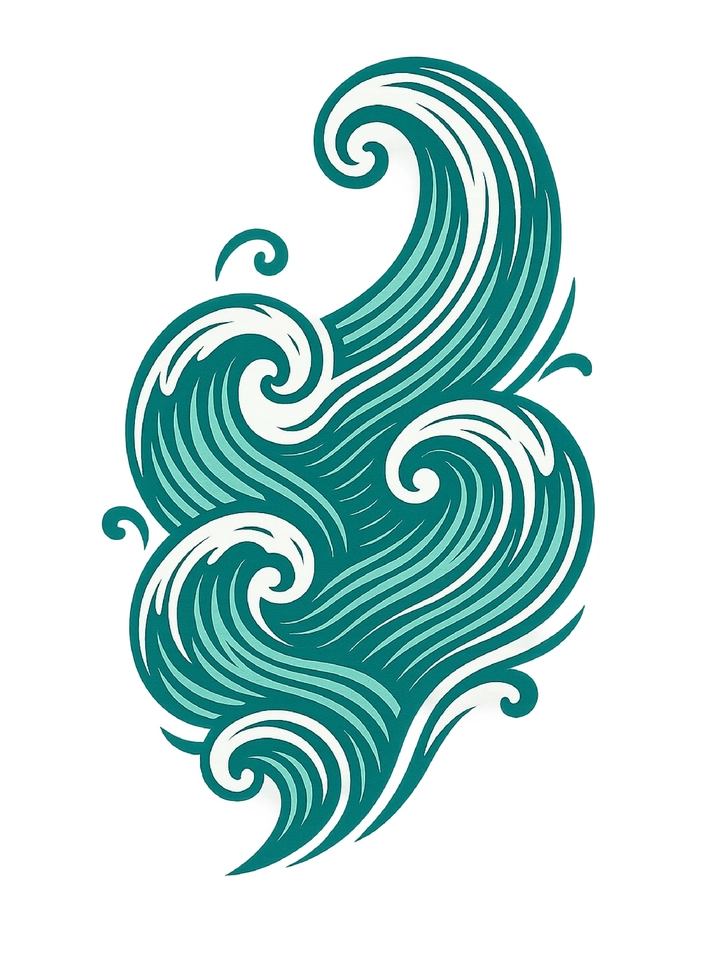 Tattoovorlage stilisierte Wellen im maritimen Design