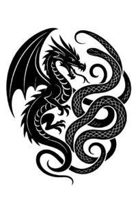 tattoo-vorlage-drache-und-schlange-harmonische-formen
