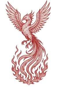tattoo-vorlage-majestaetischer-phoenix-aus-flammen-fuer-wade