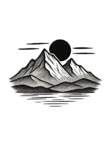 tattoo-vorlage-minimalistische-berglandschaft-mit-sonnenuntergang