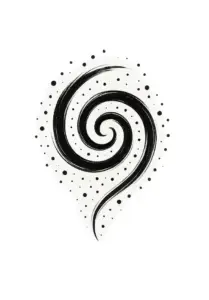 tattoovorlage-abstrakte-spirale-mit-punkten-in-schwarz-weiss