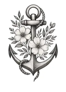 tattoovorlage-anker-florale-elemente