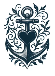 tattoovorlage-anker-mit-herz-und-ranken