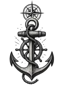 tattoovorlage-anker-mit-kompass-und-steuerrad