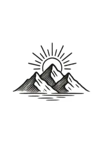 tattoovorlage-berglandschaft-mit-sonne-und-minimalistischen-linien