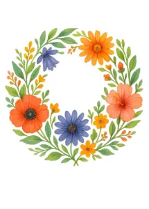 tattoovorlage-blumenkranz-mit-bunten-blumen-naturdesign