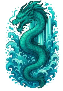 tattoovorlage-drache-aus-wasserfall-tuerkisfarben