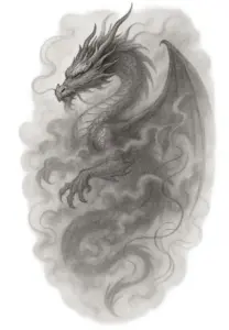 tattoovorlage-drache-im-nebel-majestetisches-fantasy-motiv
