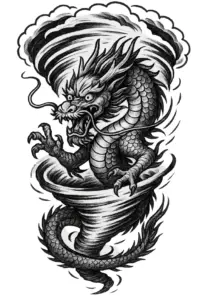 tattoovorlage-drache-im-wirbelsturm-mit-kraftvollem-gesichtsausdruck