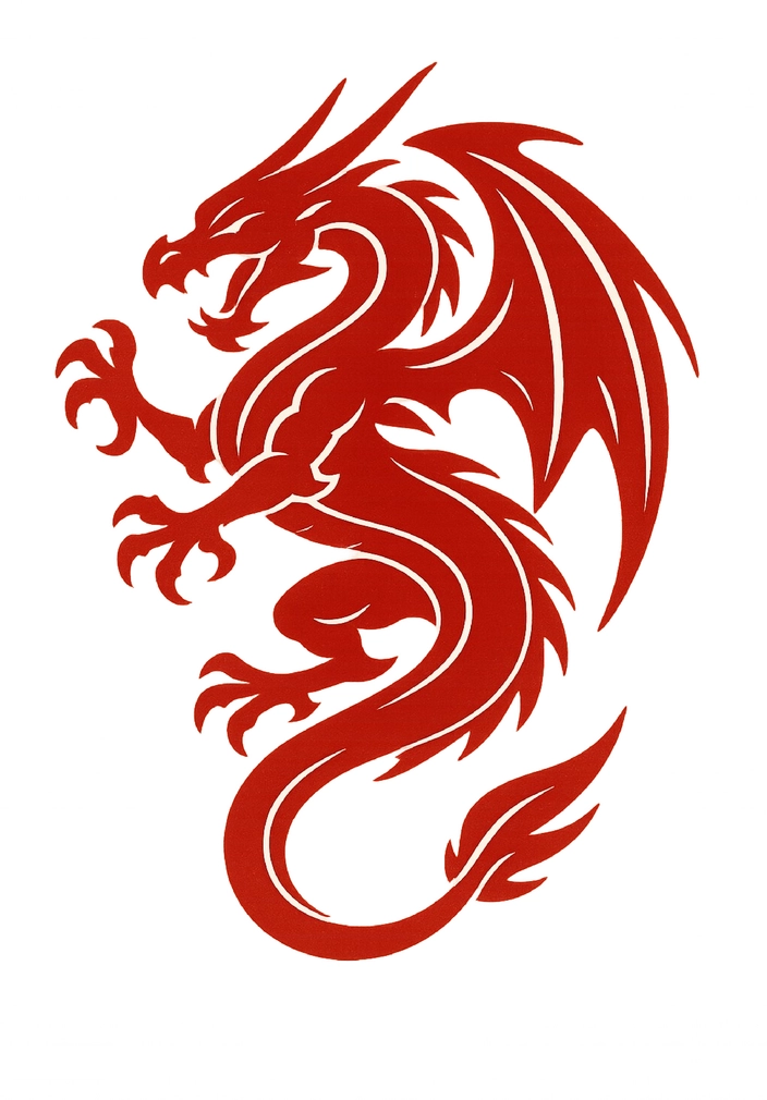 Tattoovorlage Drache in dynamischer Pose