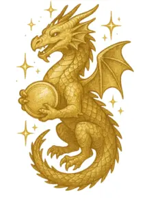 tattoovorlage-drache-mit-muenze-funkelnde-effekte