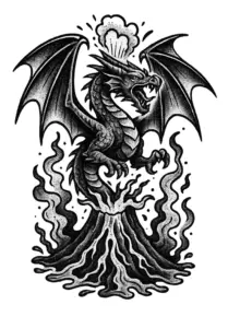 tattoovorlage-drachen-aus-vulkan-mit-lava