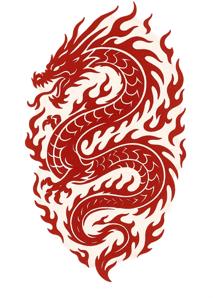 Tattoovorlage Drachen mit feurigen Details