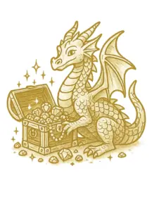 tattoovorlage-drachen-mit-schatztruhe-funkelnden-juwelen