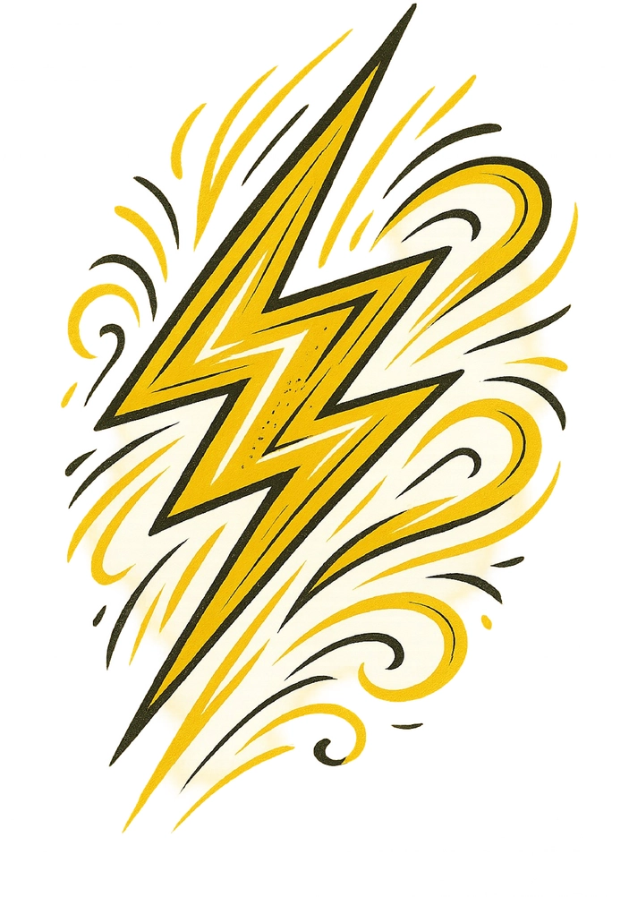 Tattoovorlage dynamischer Blitz mit Bewegungseffekten