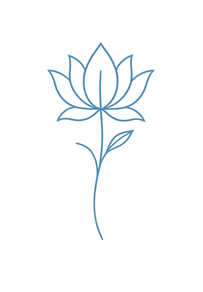 Tattoovorlage einer minimalistischen Lotusblume mit zarten Linien