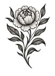 tattoovorlage-einer-pfingstrose-mit-geschwungenen-blaettern
