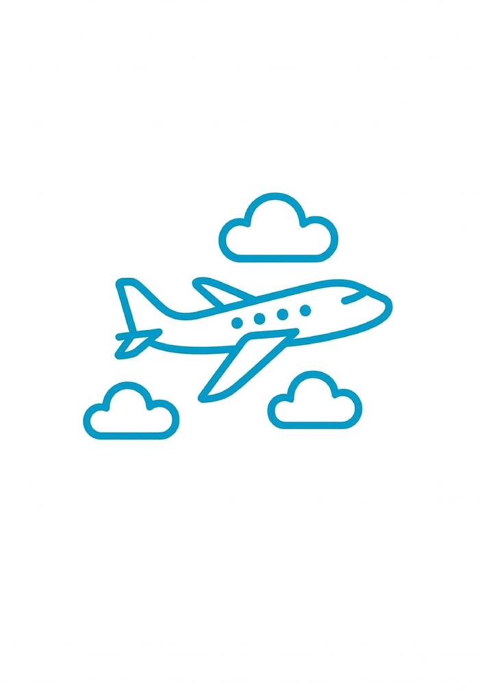 Tattoovorlage eines minimalistischen Flugzeugs mit Wolken