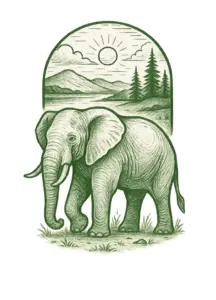 tattoovorlage-elefant-in-friedlicher-landschaft