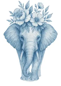 tattoovorlage-elefant-mit-blumen-im-blauen-design
