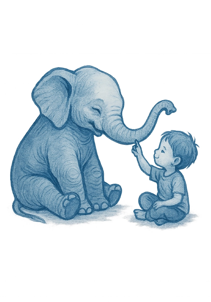 Tattoovorlage mit Elefant und Kind für Frauen