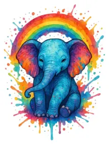 tattoovorlage-elefant-mit-regenbogen-in-buntem-design