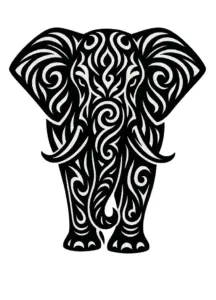 tattoovorlage-elefant-mit-tribalartigem-design-fuer-die-schulter
